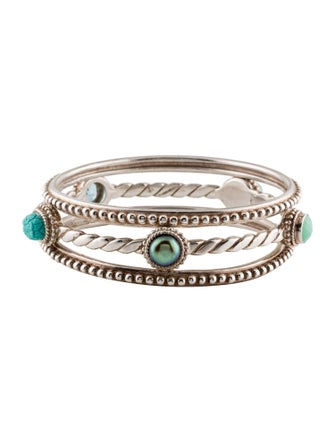 Stephen Dweck Multistone & Pearl Bangle Set