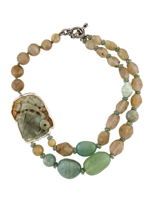 Stephen Dweck Carved Bead Multistone Necklace