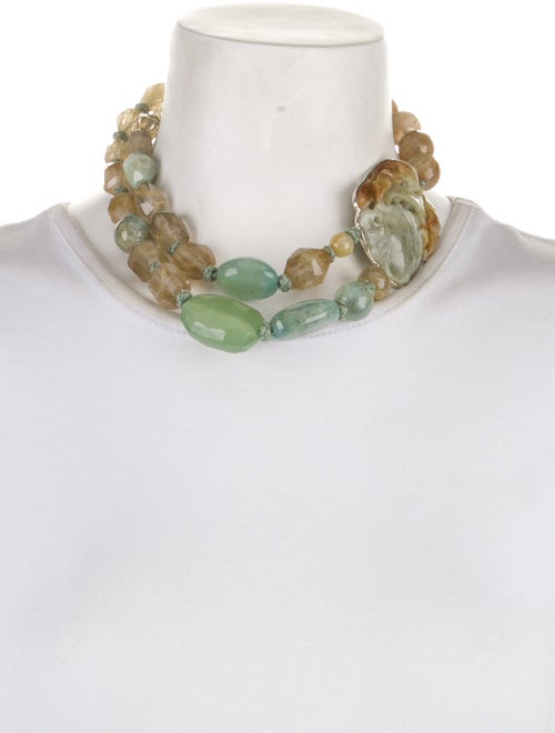 Stephen Dweck Carved Bead Multistone Necklace