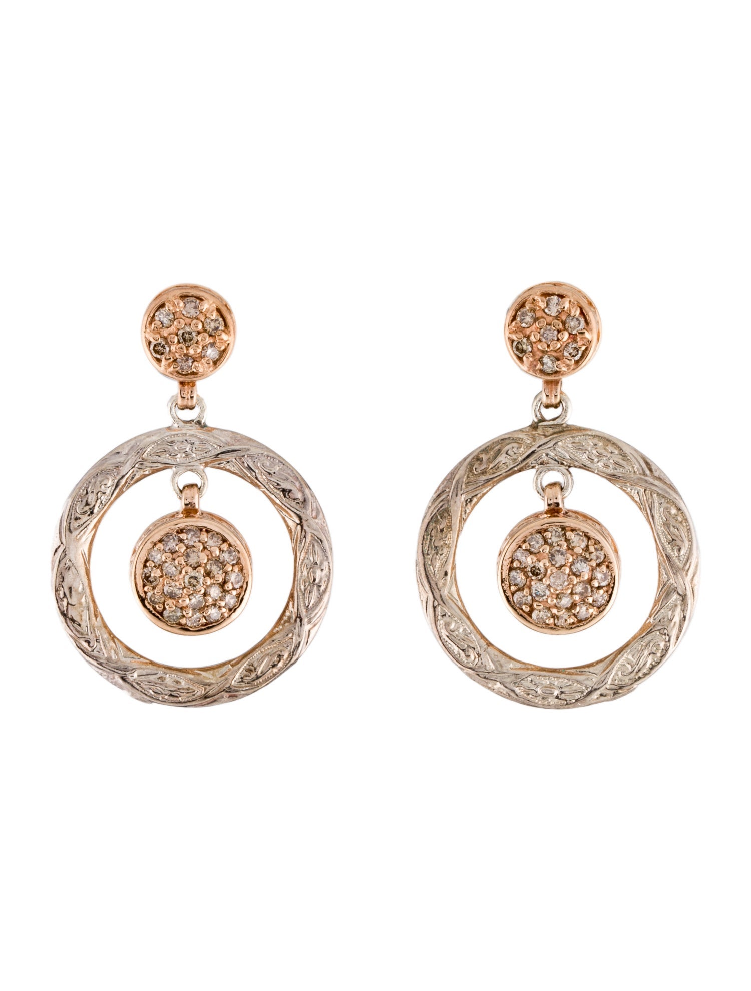 Stephen Dweck Diamond Textured Circle Drop Earrings