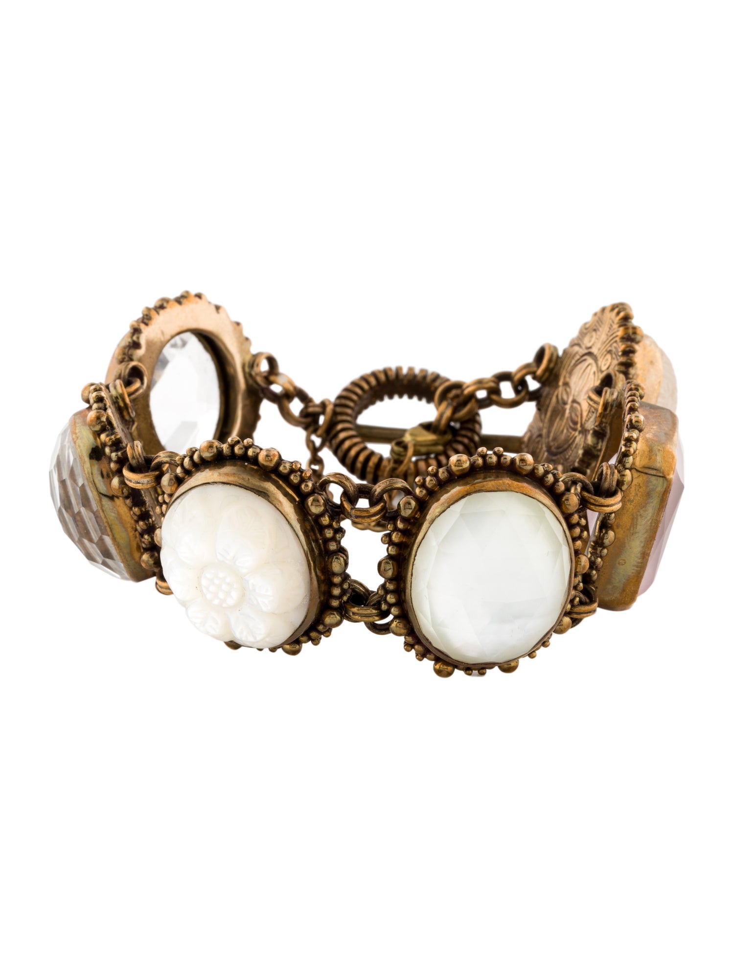 Stephen Dweck Mother Of Pearl & Multistone Link Bracelet