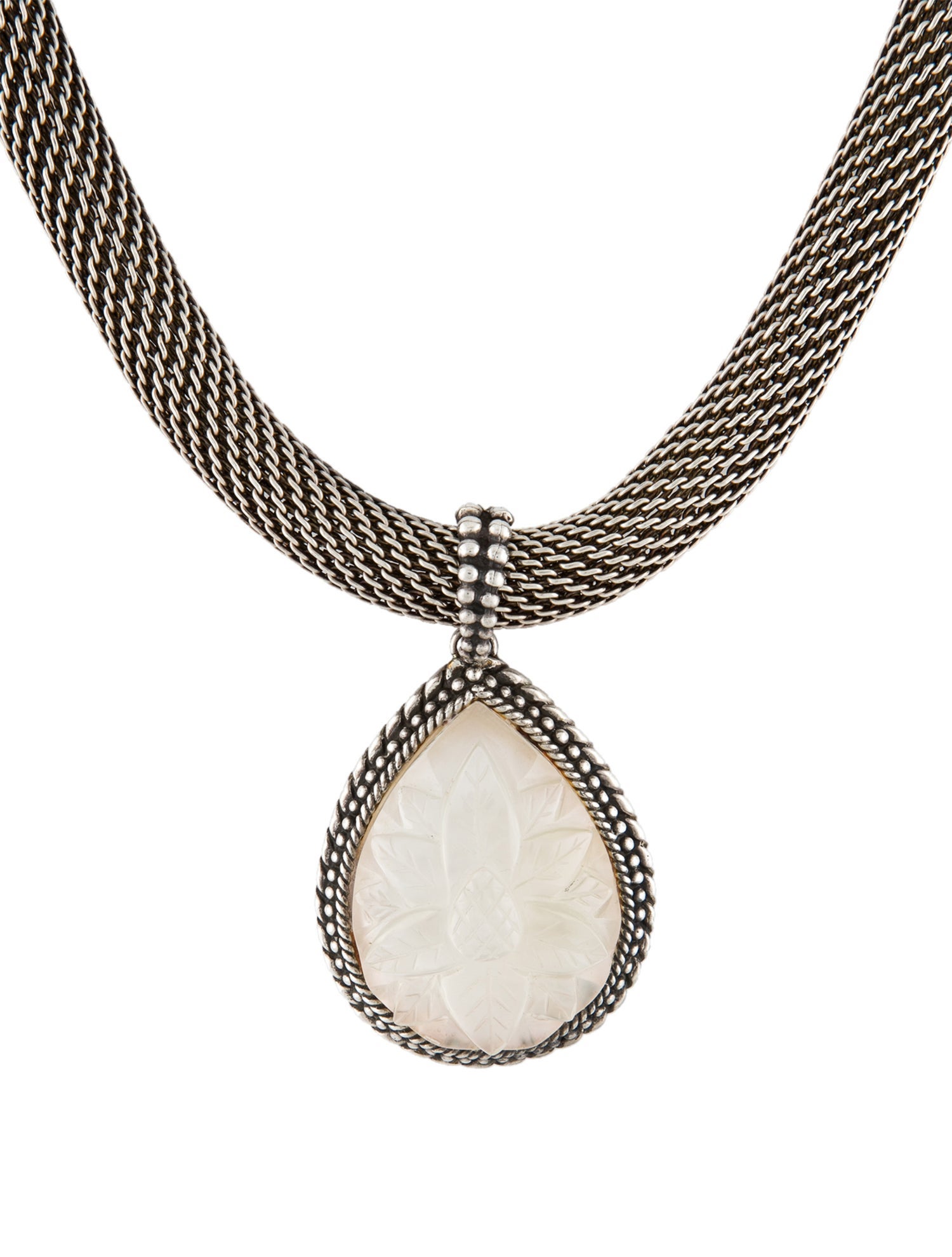 Stephen Dweck Carved Mother-Of-Pearl Pendant Necklace