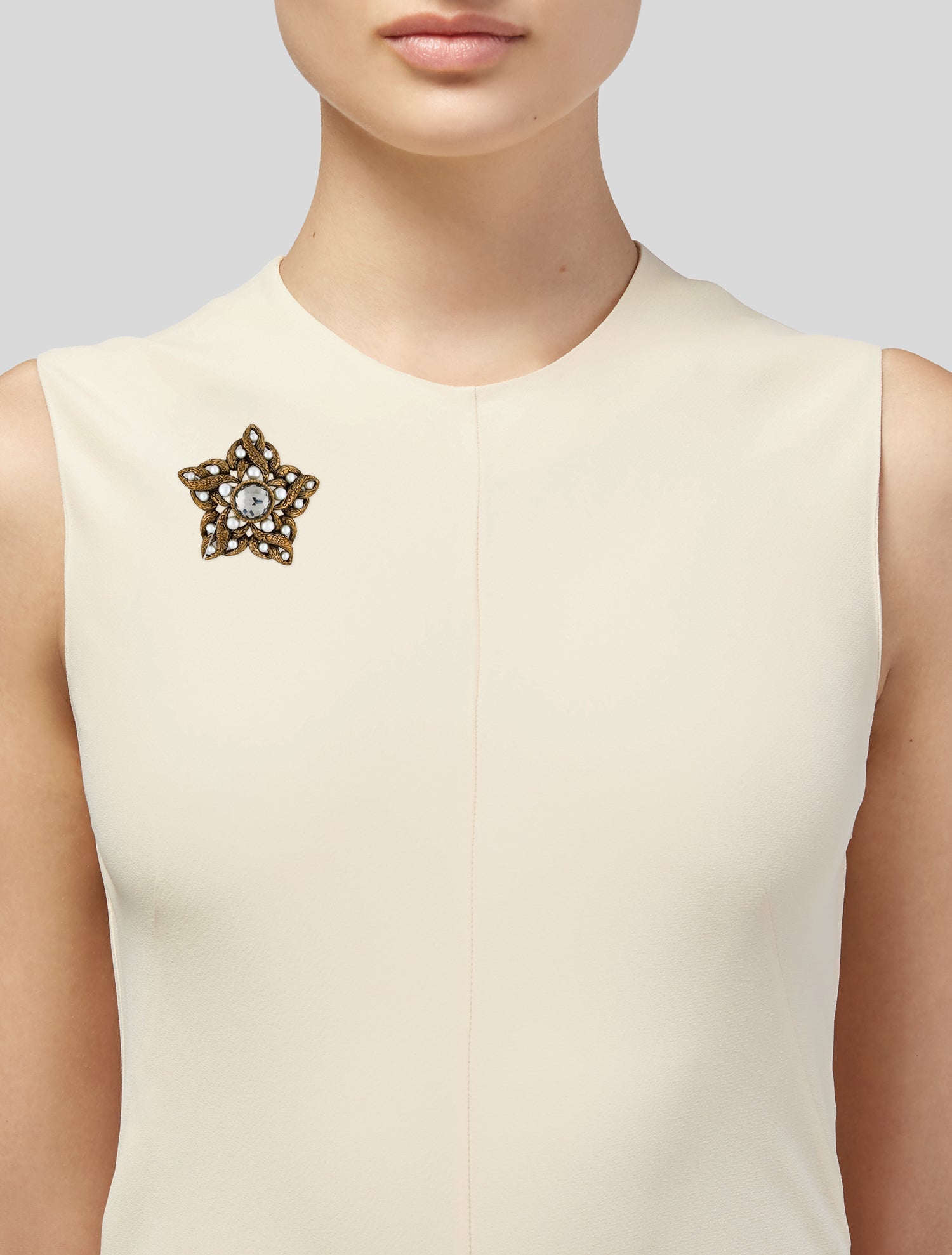 Stephen Dweck Pearl & Quartz Textured Star Brooch