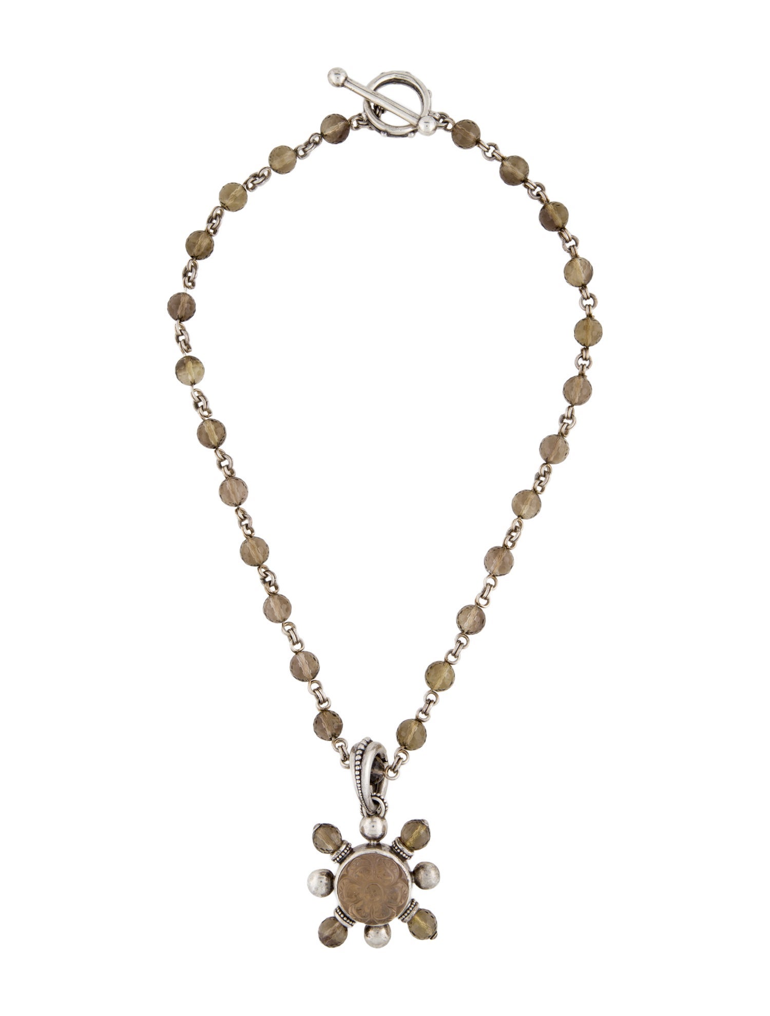 Stephen Dweck Quartz Beaded & Carved Pendant Enhancer Necklace