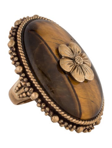 Stephen Dweck Cocktail Ring Large Oval Floral 7.25