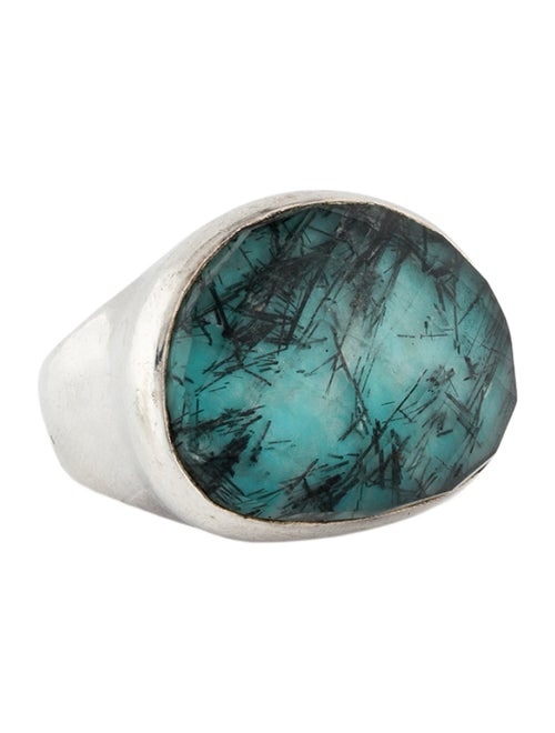 Stephen Dweck Tourmalinated Quartz & Quartz Triplet Cocktail Ring