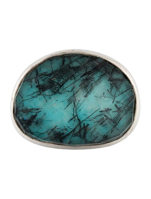 Stephen Dweck Tourmalinated Quartz & Quartz Triplet Cocktail Ring