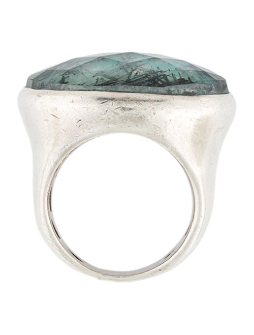 Stephen Dweck Tourmalinated Quartz & Quartz Triplet Cocktail Ring