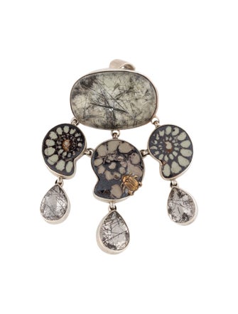 Stephen Dweck One Of A Kind Rutilated Quartz Pendant Brooch