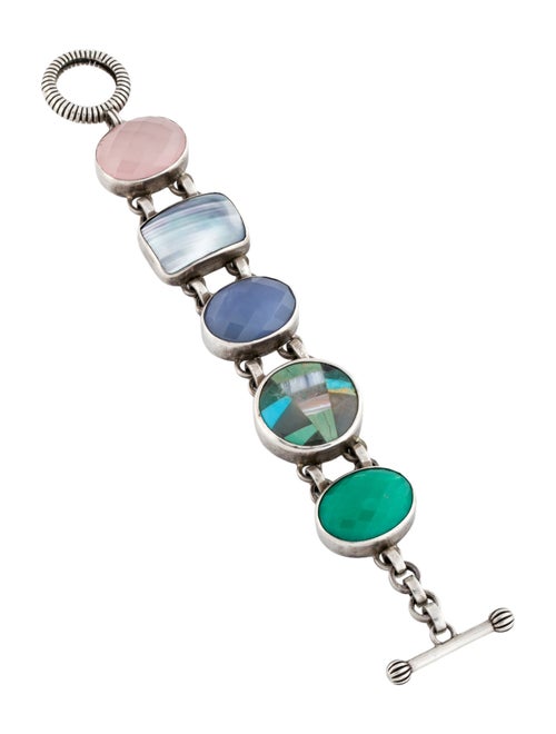 Stephen Dweck Shell, Mother of Pearl Multistone One-of-a-Kind Link Bracelet