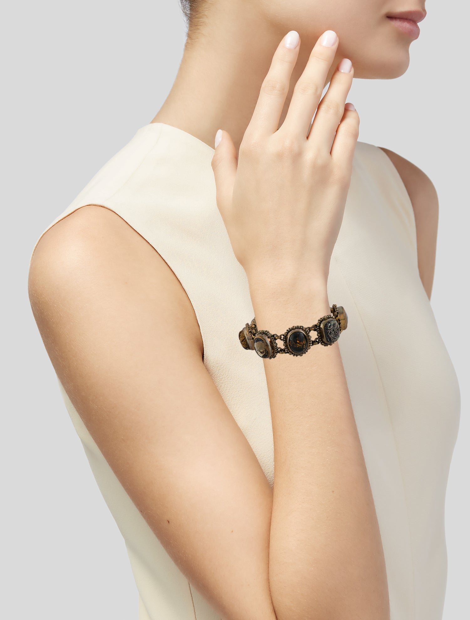 Stephen Dweck Multicolored Stone Link Bracelet