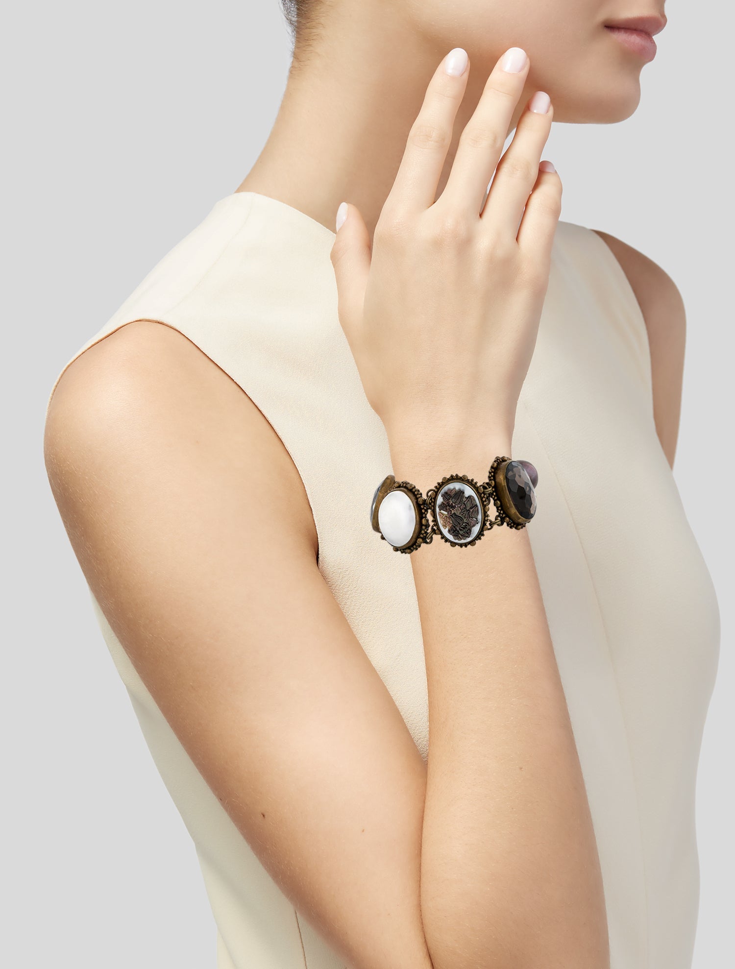 Stephen Dweck Pearl & Stone Link Bracelet