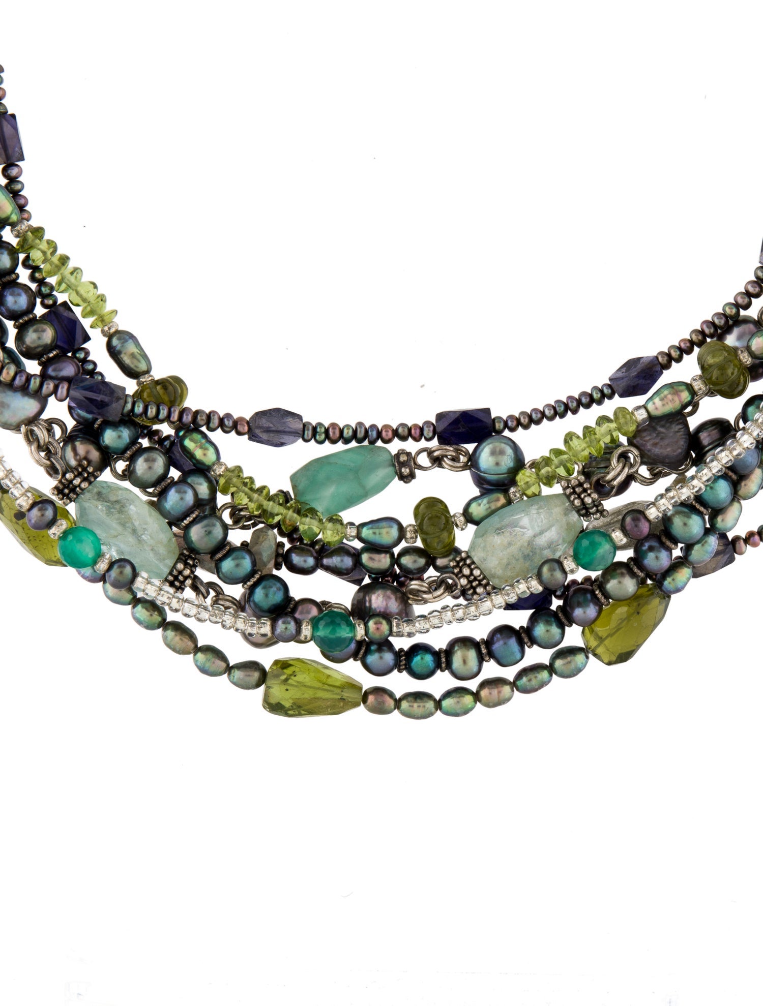Stephen Dweck Dyed Pearl & Multistone Multistrand Necklace