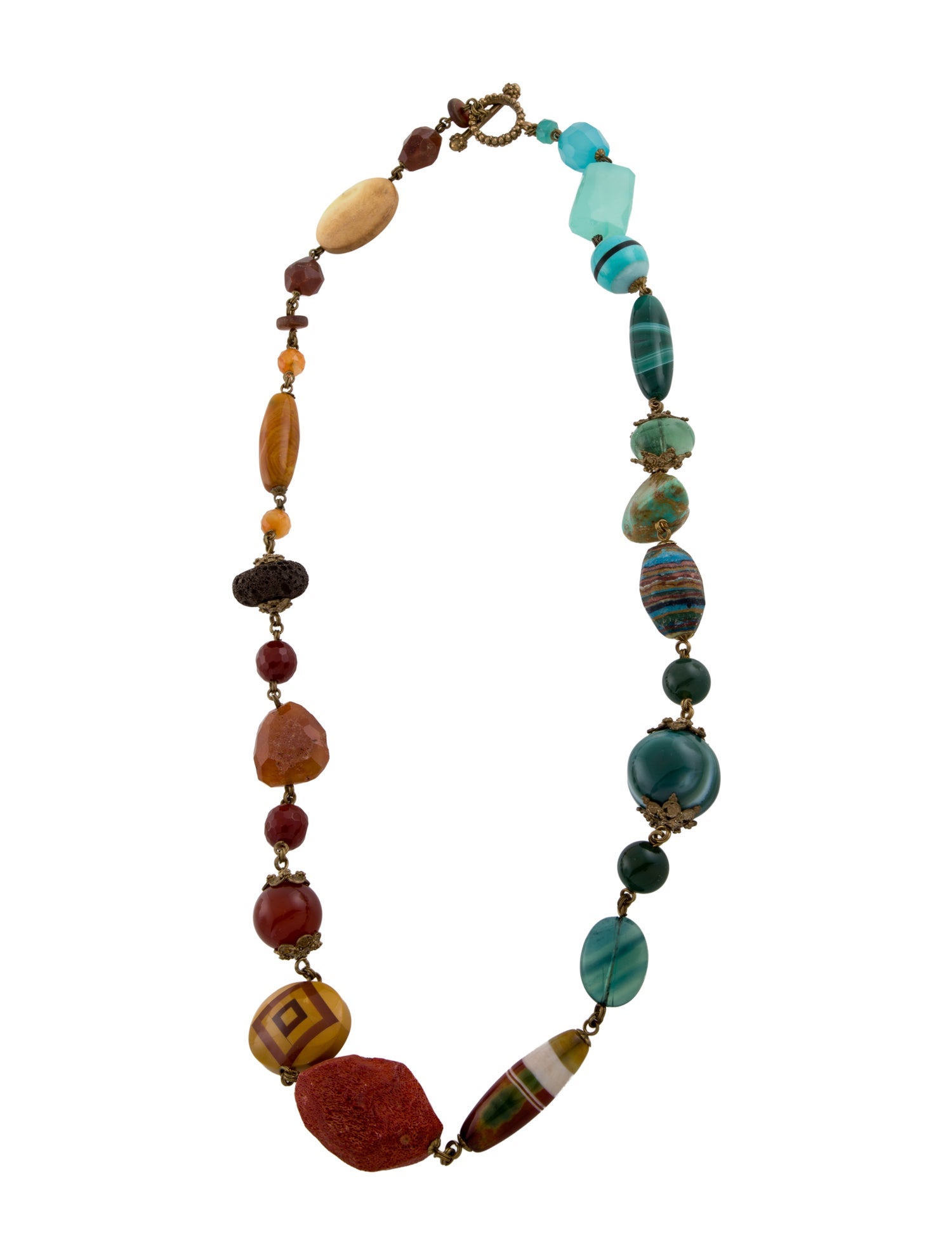 Stephen Dweck Multicolor Stone Station Necklace