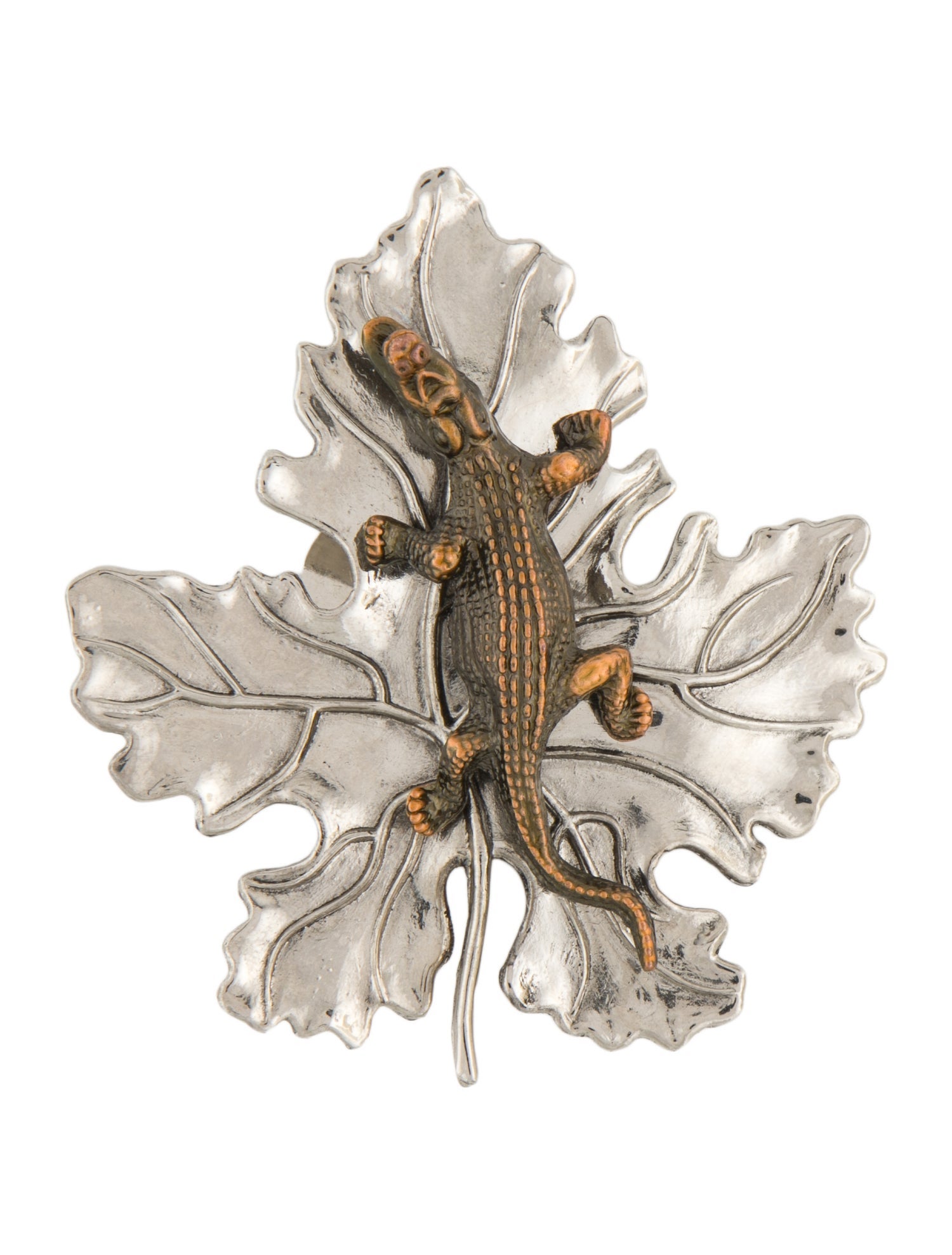 Stephen Dweck Vintage Alligator On Leaf Dress Clip