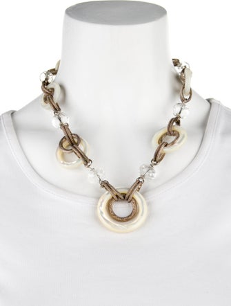 Stephen Dweck Mother of Pearl & Quartz Collar Necklace