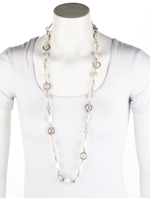 Stephen Dweck Mother of Pearl & Quartz Station Necklace
