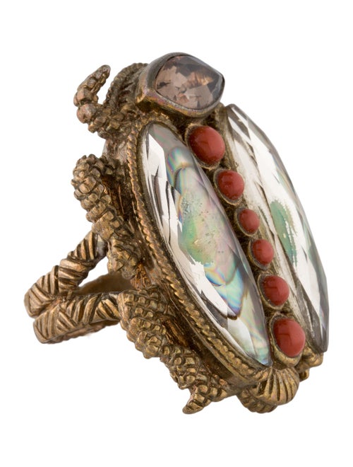 Stephen Dweck Crystal & Abalone Scarab Cocktail Ring