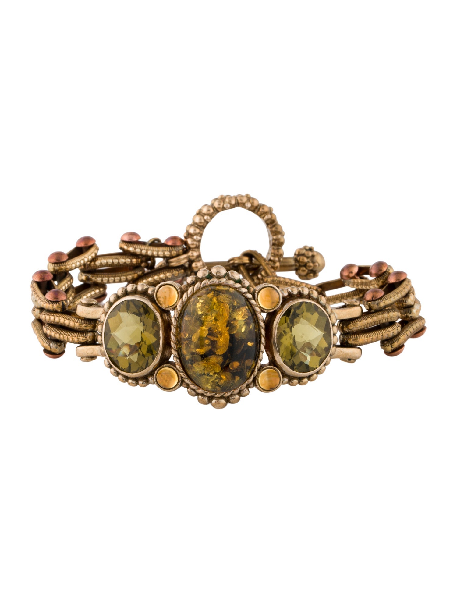 Stephen Dweck Resin & Multicolor Stone Link Bracelet