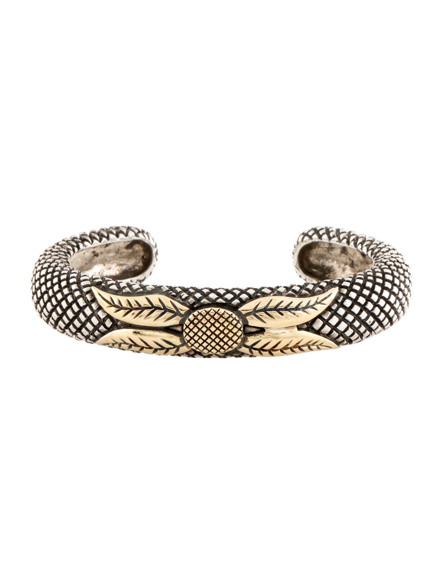 Stephen Dweck Two-Tone Floral Textured Cuff Bracelet