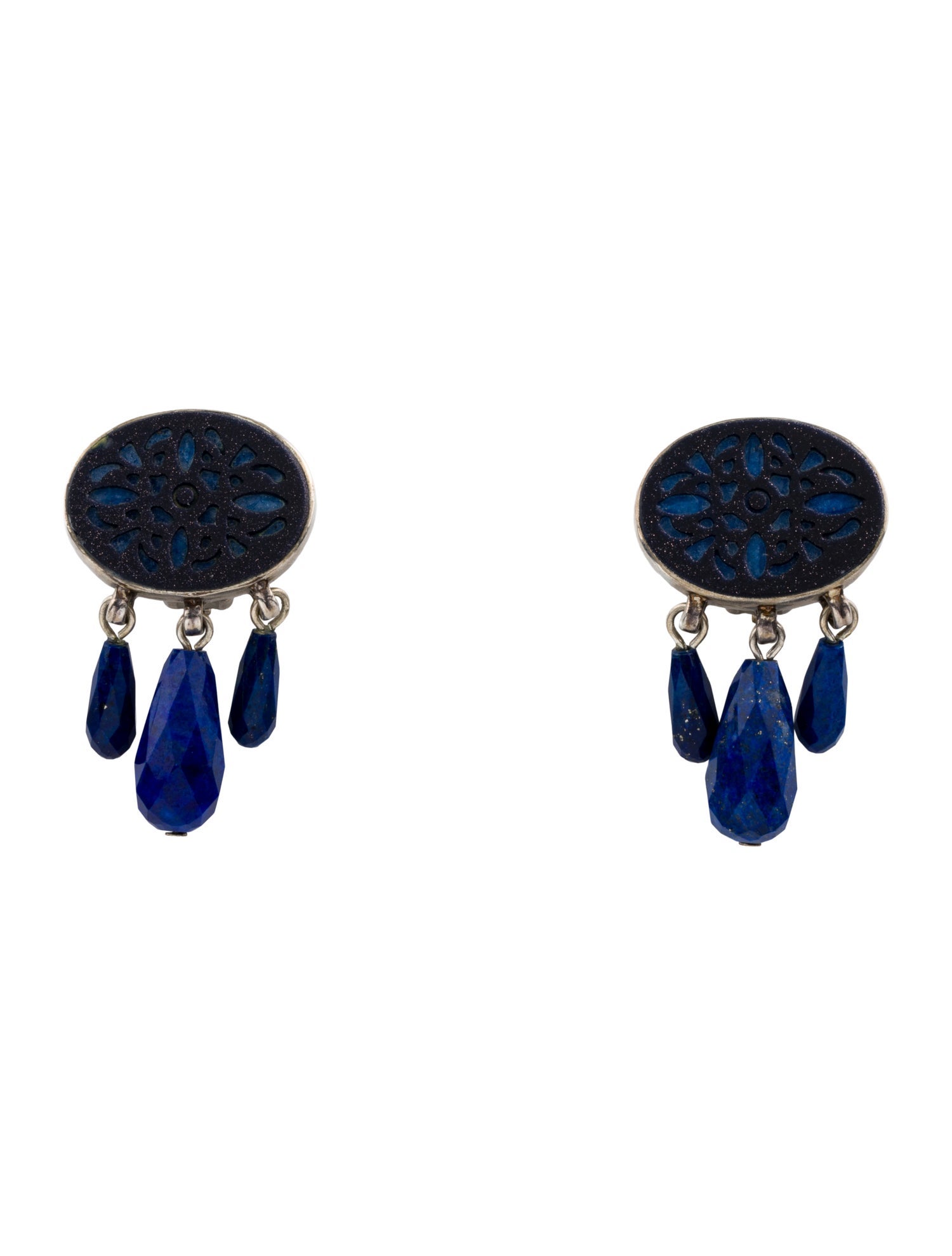 Stephen Dweck Glass & Lapis Lazuli Clip-On Drop Earrings