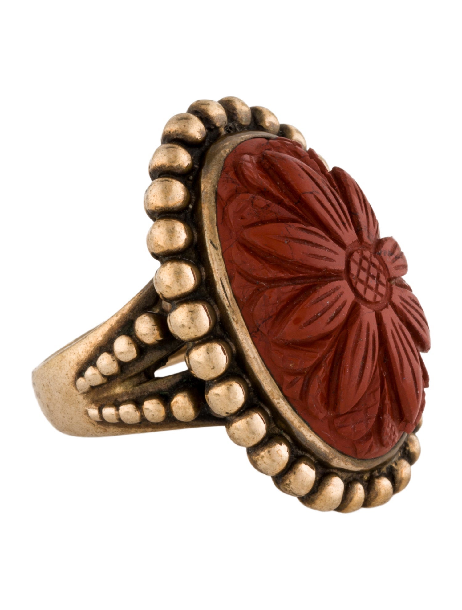 Stephen Dweck Carved Flower Cocktail Ring