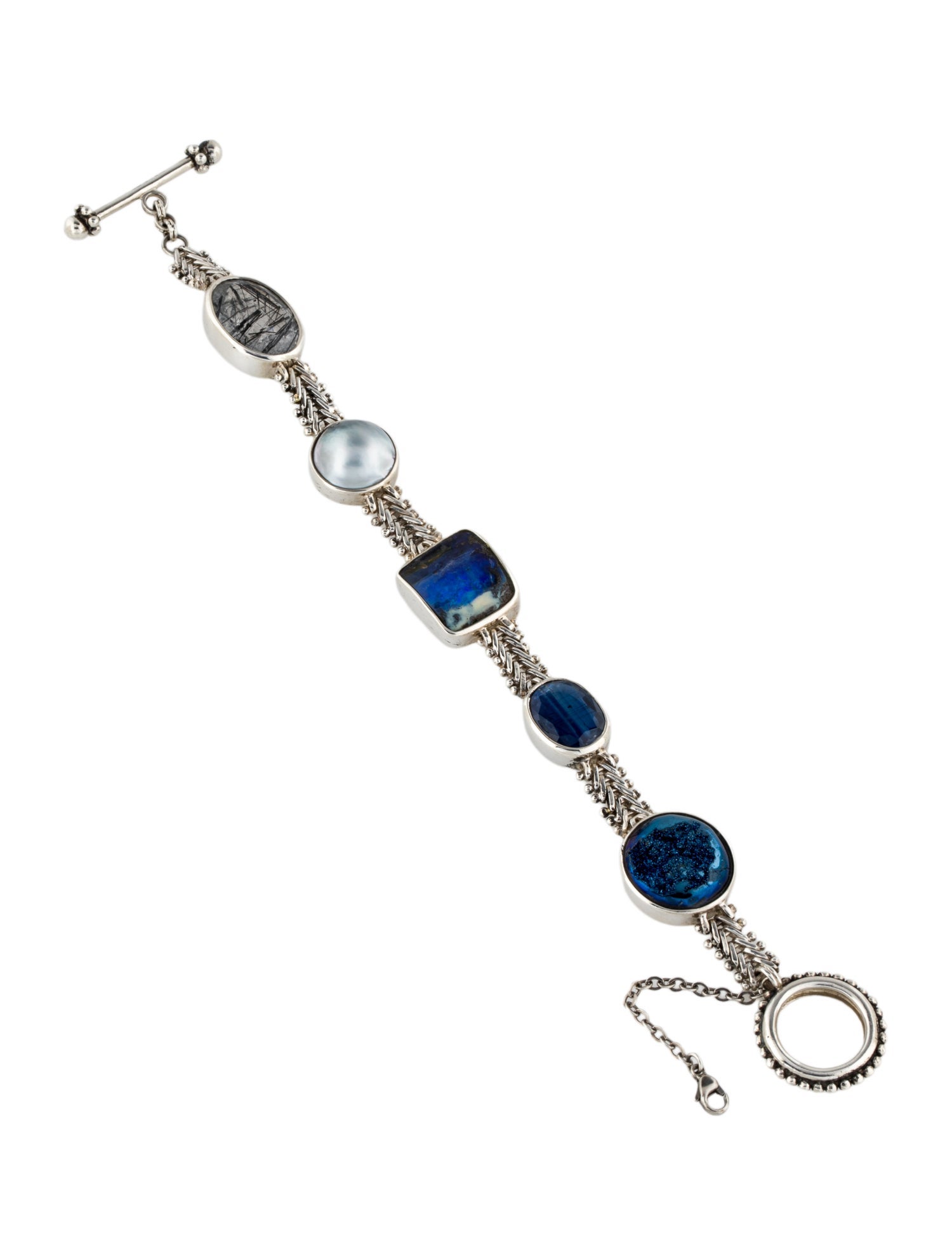 Stephen Dweck Dyed Pearl & Multi-Stone Link Bracelet