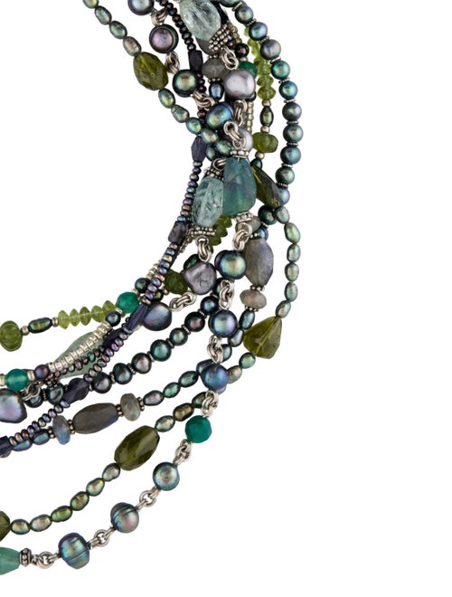 Stephen Dweck Dyed Pearl & Multistone Multistrand Necklace