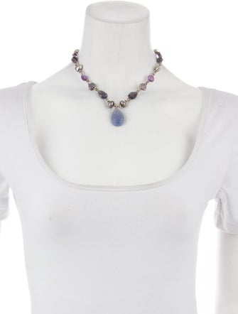 Stephen Dweck Pearl & Multistone Pendant Necklace
