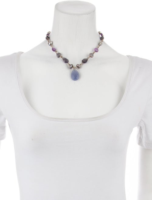 Stephen Dweck Pearl & Multistone Pendant Necklace