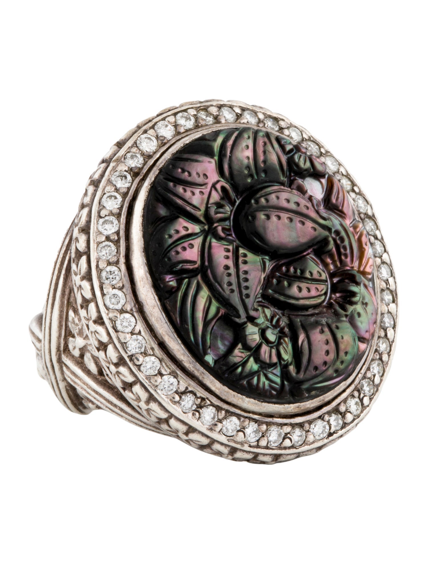 Stephen Dweck Mother of Pearl & Diamond Floral Ring