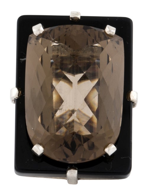 Stephen Dweck Onyx & Smoky Quartz Cocktail Ring