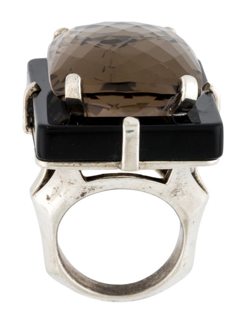 Stephen Dweck Onyx & Smoky Quartz Cocktail Ring