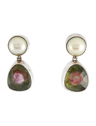Stephen Dweck Quartz & Tourmaline Doublet Pearl Drop Earrings