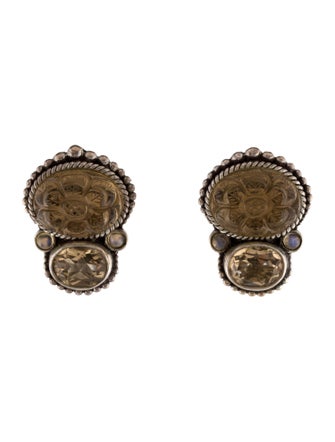 Stephen Dweck Smoky Quartz & Moonstone Clip-On Earrings