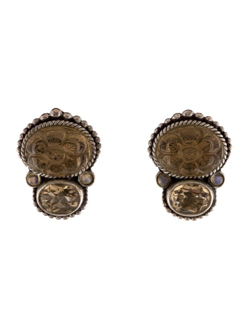 Stephen Dweck Smoky Quartz & Moonstone Clip-On Earrings