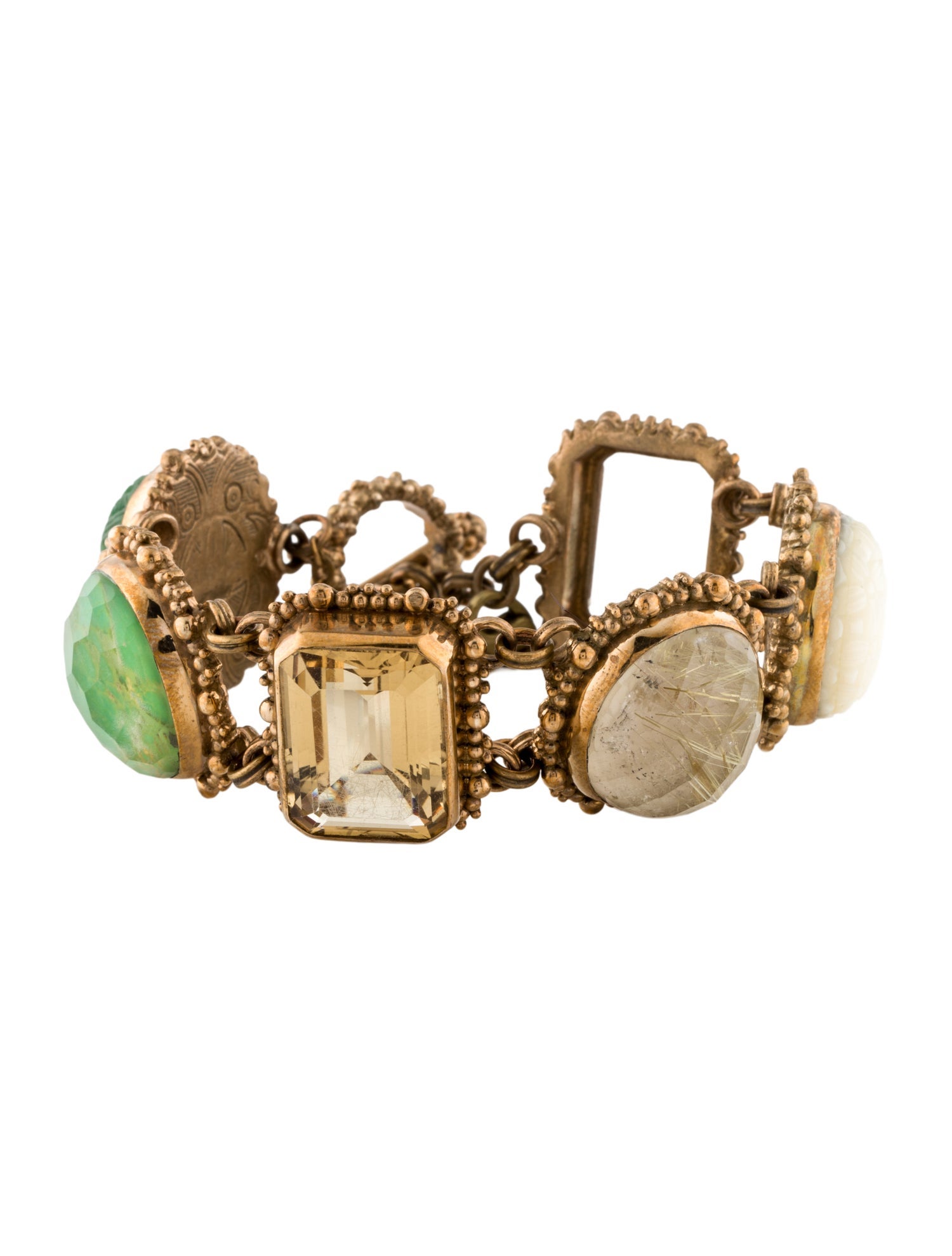 Stephen Dweck Mother Of Pearl & Multistone Station Link Bracelet