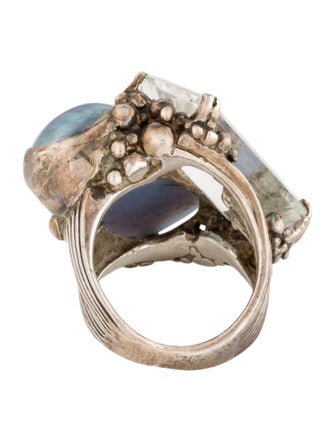 Stephen Dweck Pearl, Quartz & Chalcedony Cocktail Ring