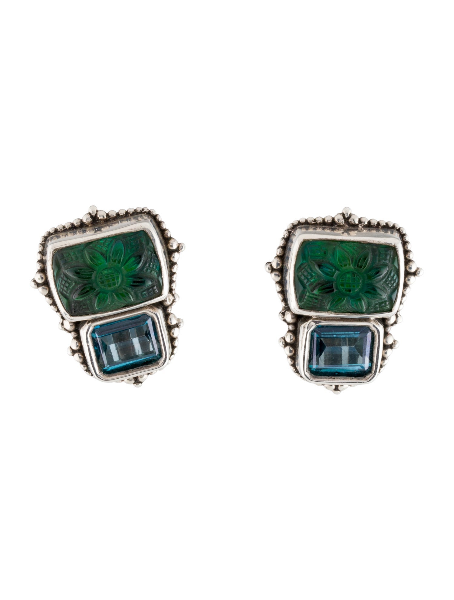 Stephen Dweck Quartz Abalone Doublet & Topaz Earrings