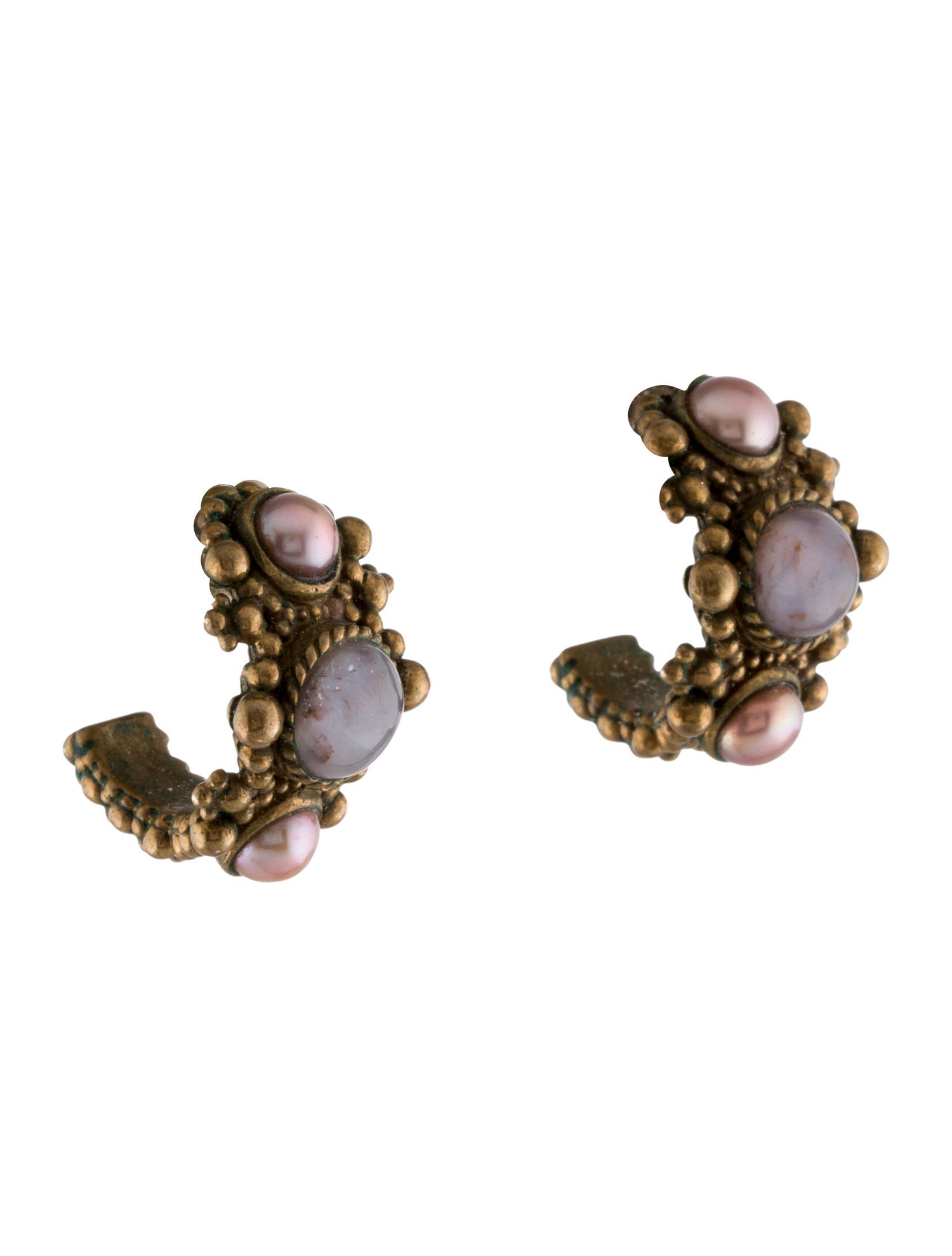 Stephen Dweck Pearl & Stone Hoop Earrings