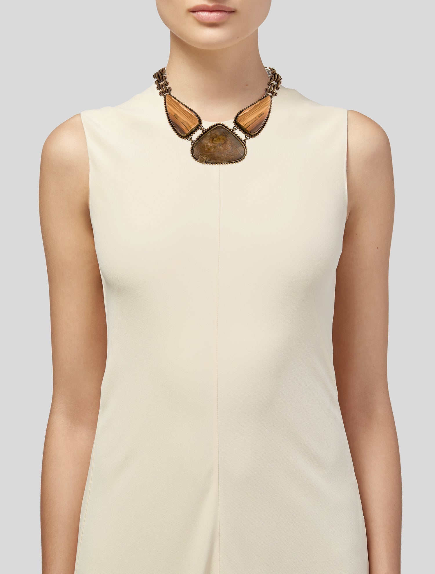 Stephen Dweck Jasper & Rutilated Quartz Collar Necklace