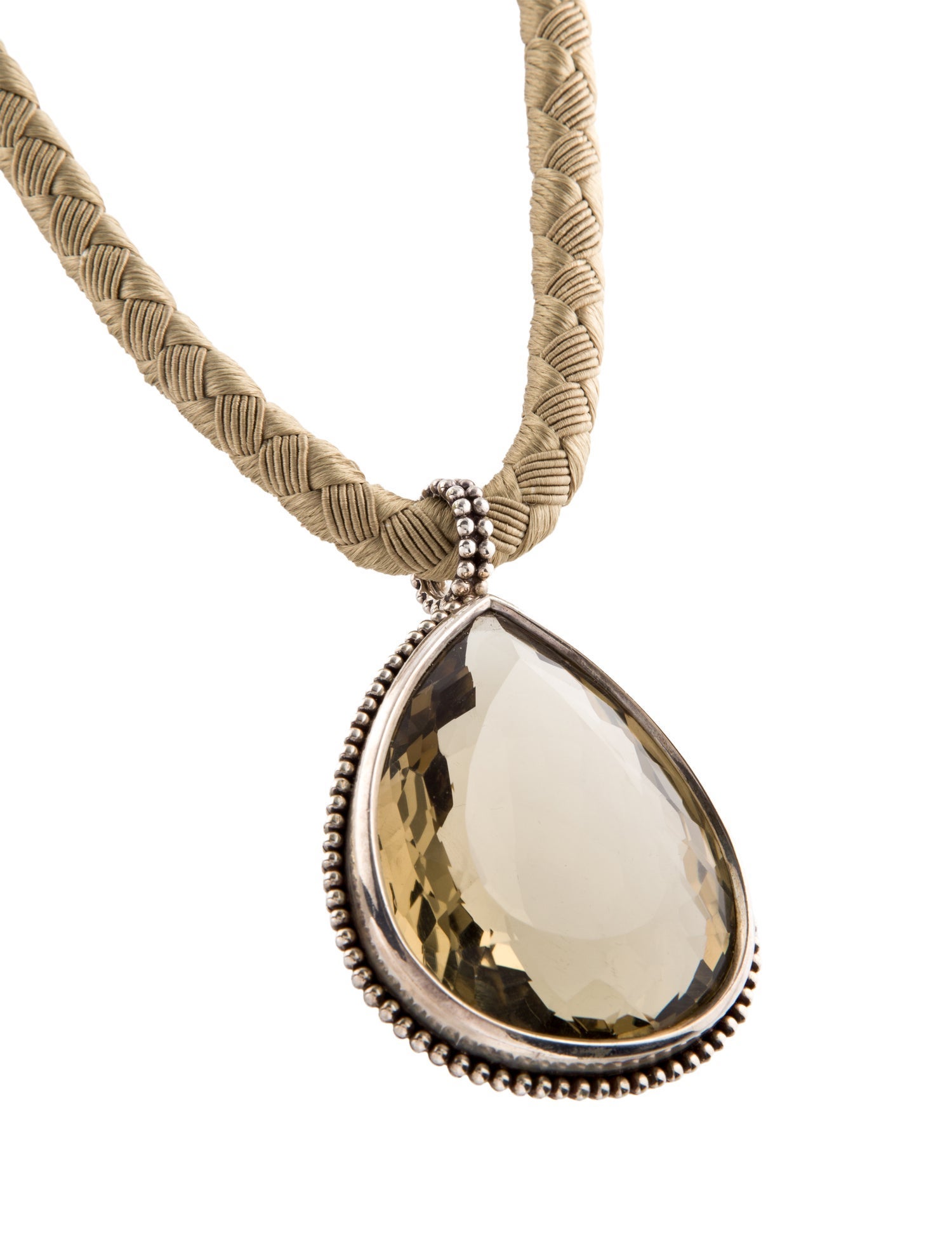Stephen Dweck Smoky Quartz Cord Pendant Necklace
