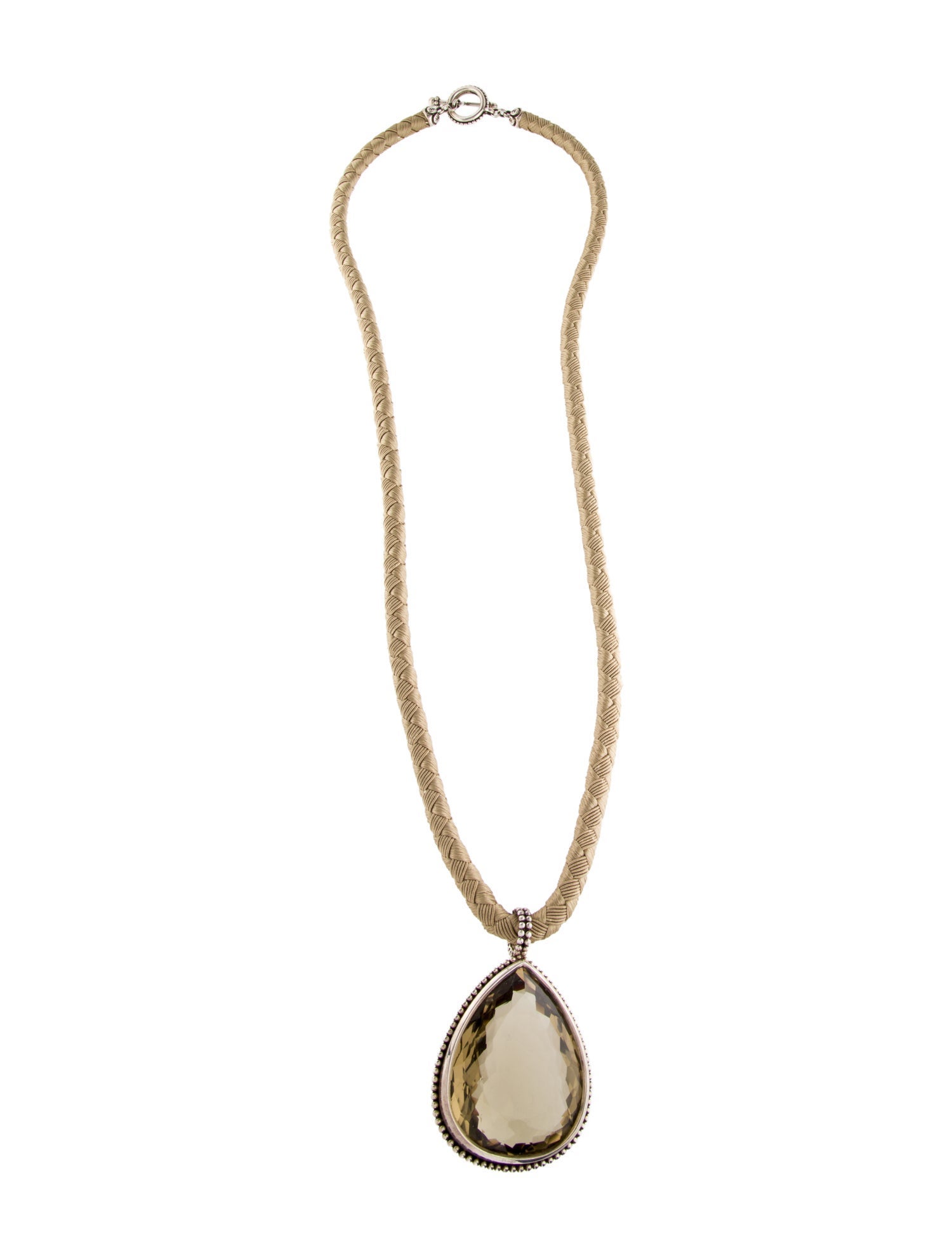 Stephen Dweck Smoky Quartz Cord Pendant Necklace