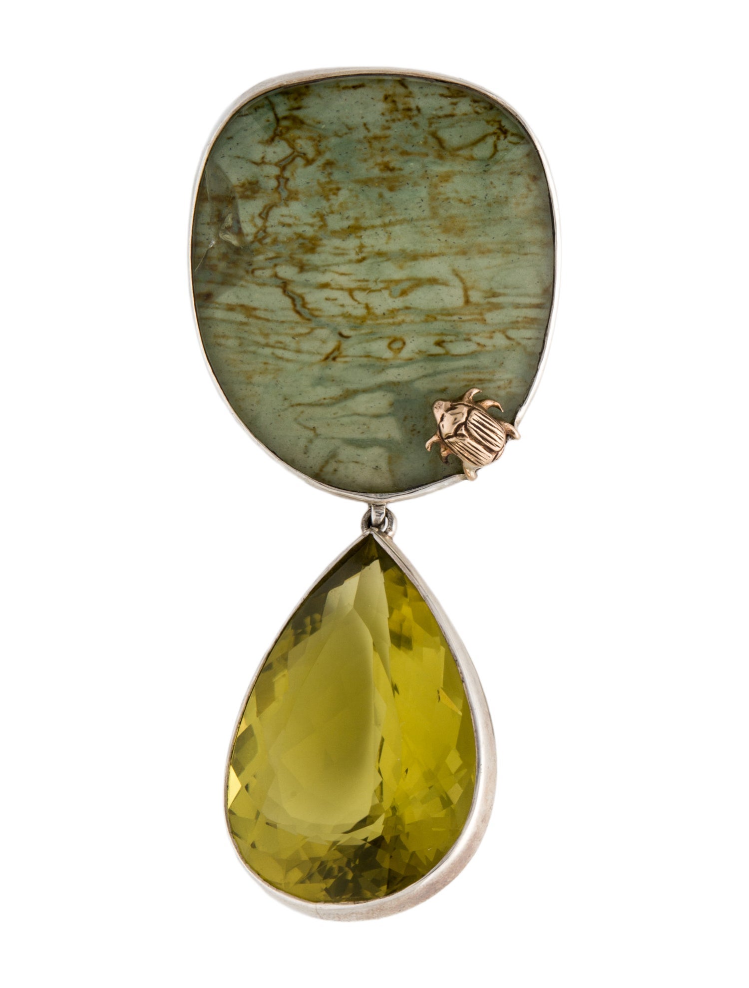 Stephen Dweck Vintage Quartz Scarab Convertible Brooch Enhancer Pendant