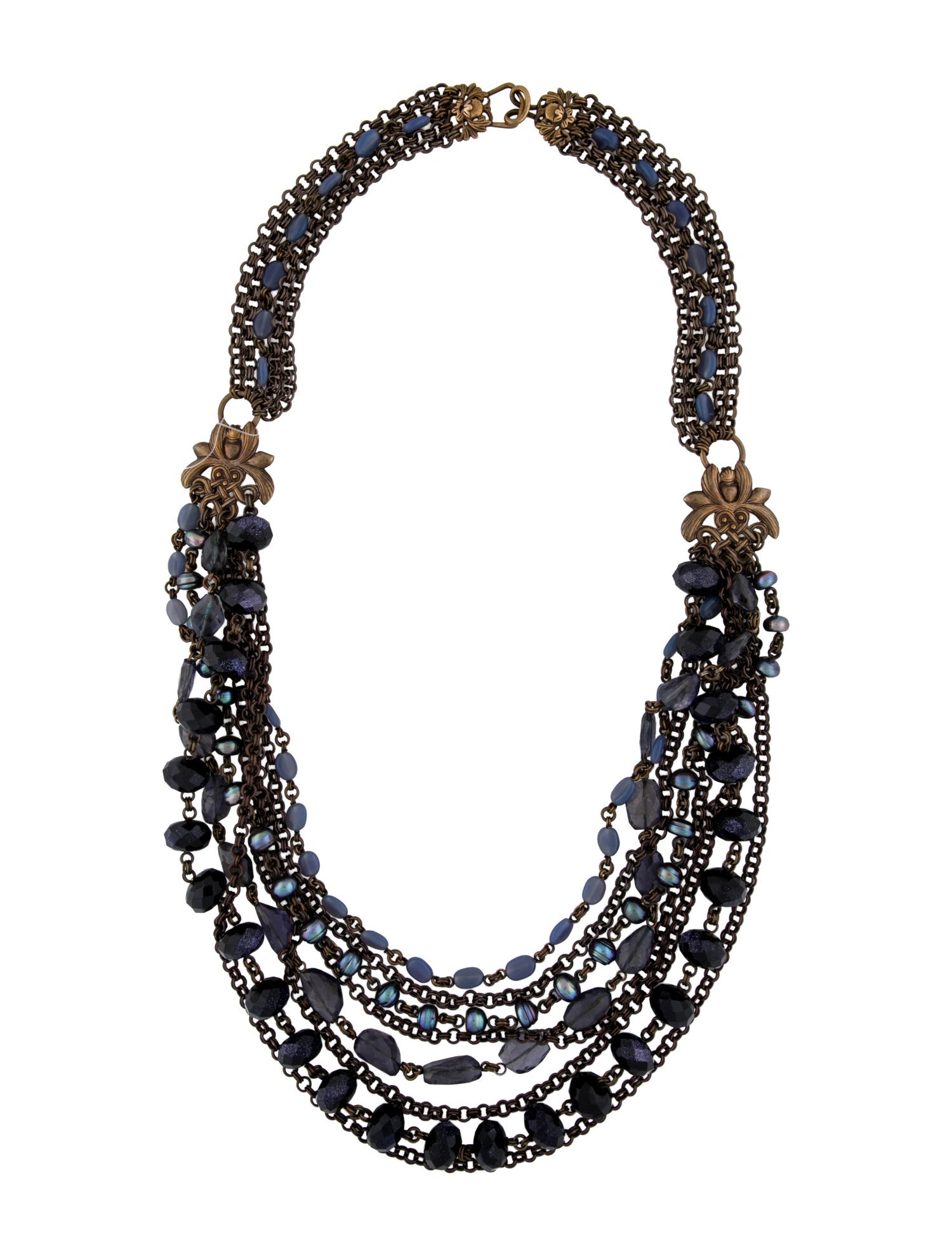 Stephen Dweck Dyed Pearl & Multistone Multistrand Necklace