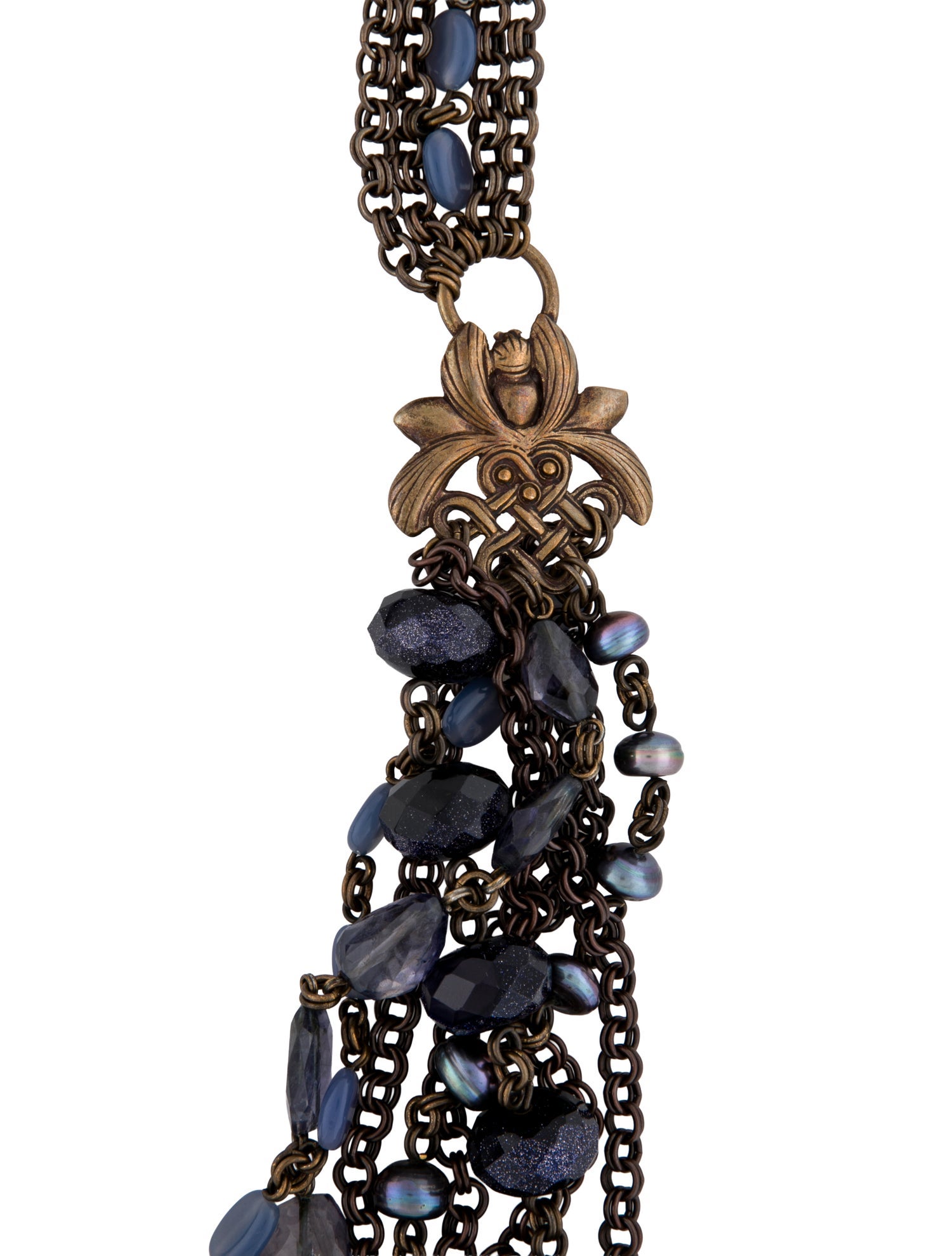 Stephen Dweck Dyed Pearl & Multistone Multistrand Necklace