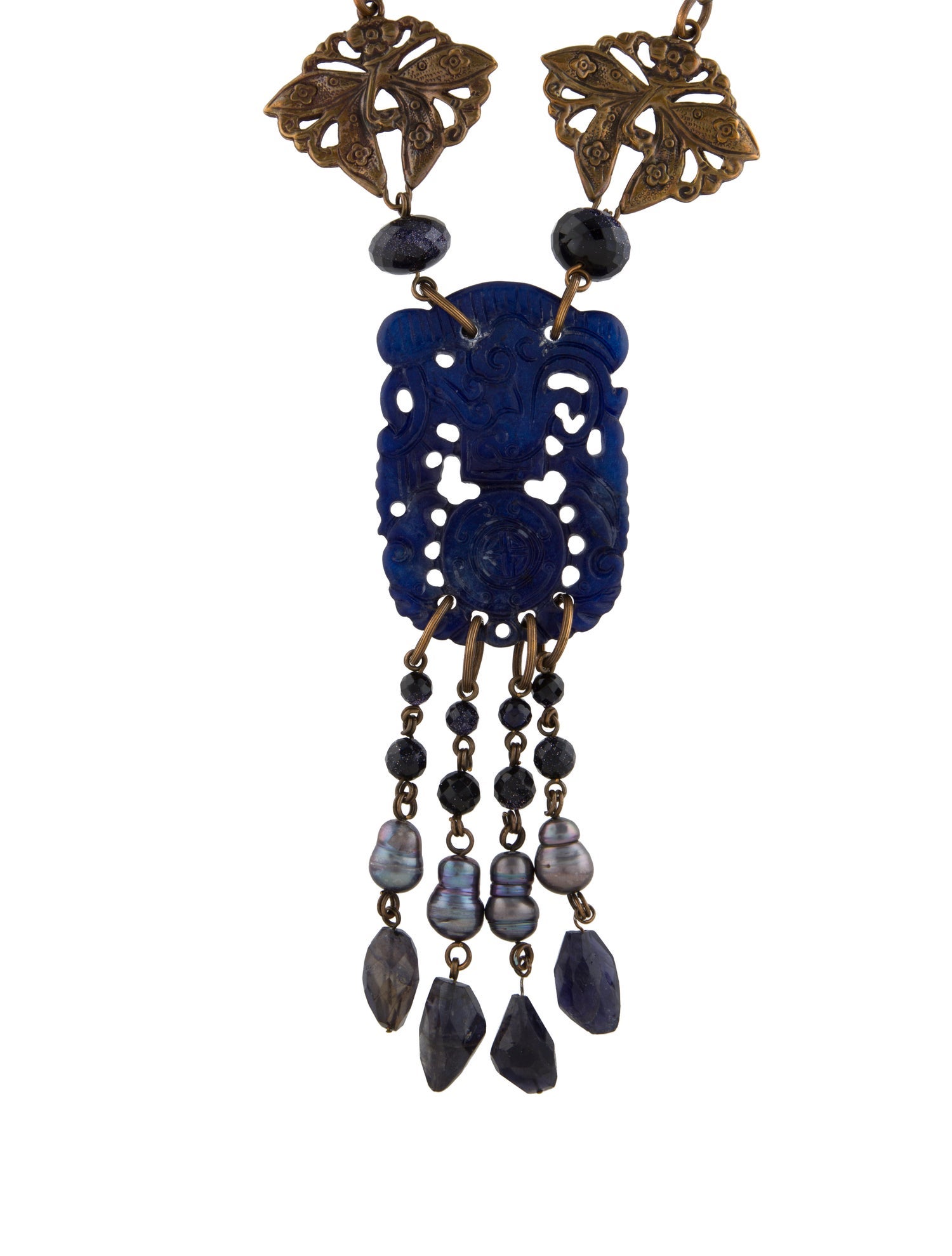 Stephen Dweck Dye Pearl, Multistone & Resin Collar Pendant Necklace