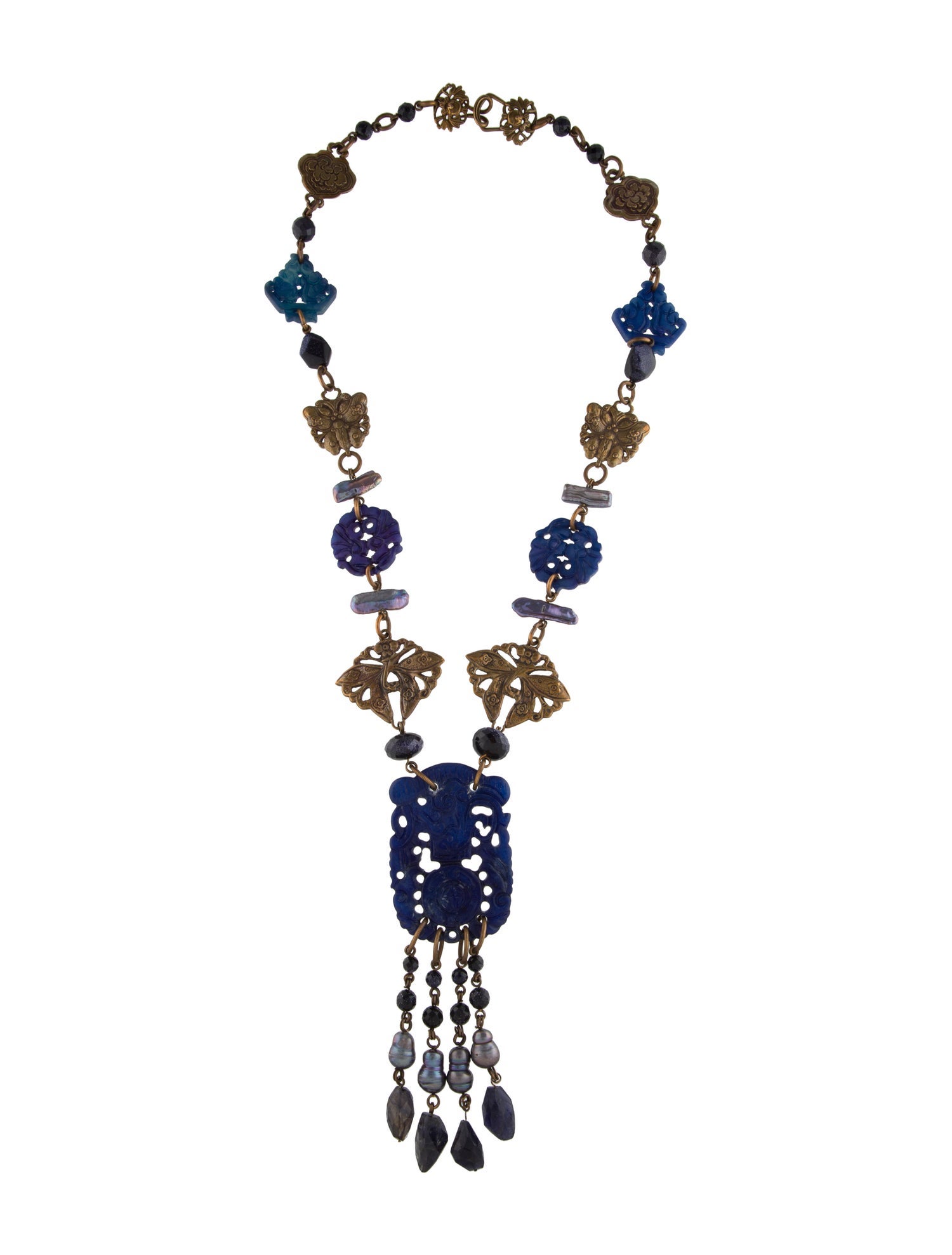 Stephen Dweck Dye Pearl, Multistone & Resin Collar Pendant Necklace