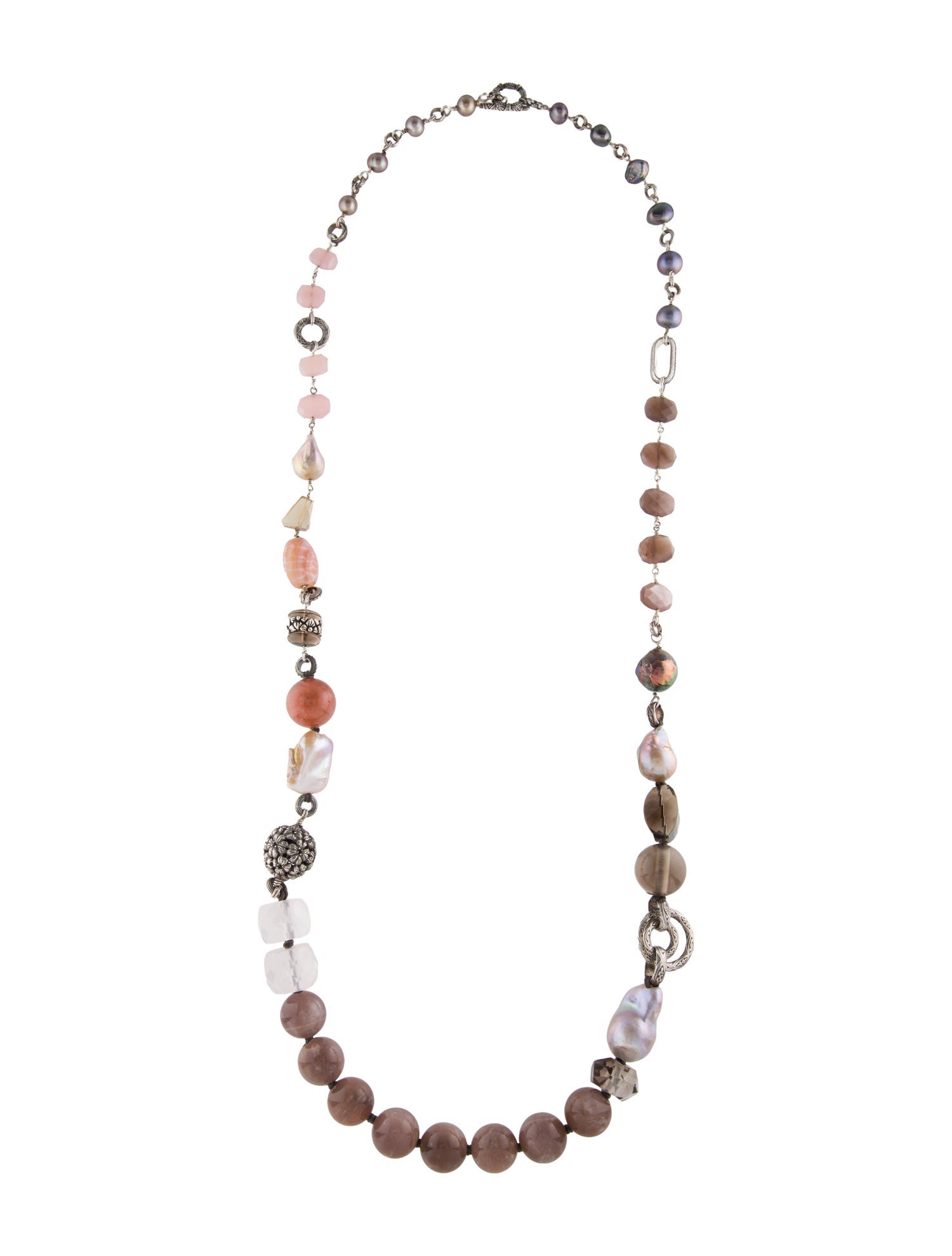 Stephen Dweck Dyed Pearl, Pearl, & Multistone Bead Strand Necklace