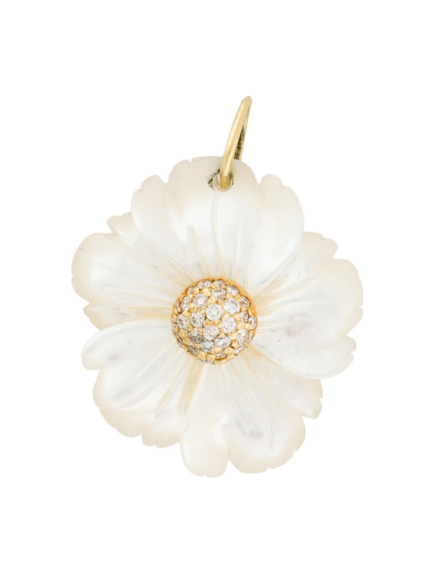 Stephen Dweck 18K Mother of Pearl & Diamond Flower Pendant